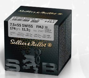 Amunicja kulowa Sellier & Bellot kal. 7,5x55 Swiss FMJ 174 grs